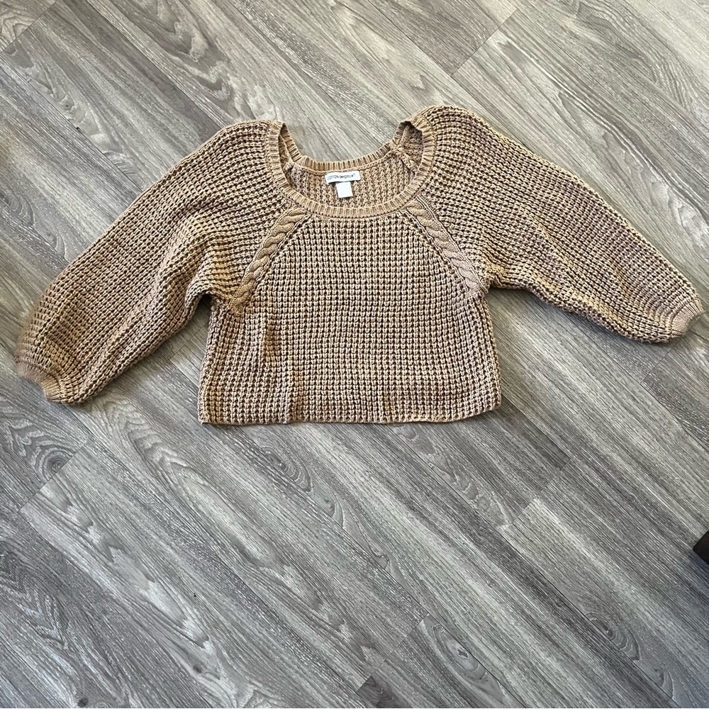 Cotton Emporium Textured Knit Sweater in Brown